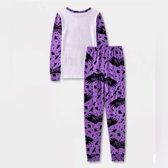 Nwt Girls Halloween Wednesday Addams 2pc Purple Pajama Set,  Size 4 - Picture 2 of 3